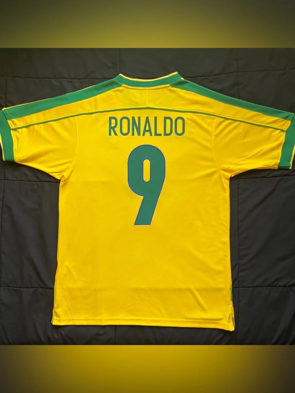 Nike Yellow and Green Ronaldo No. 9 Men's Soccer Jersey